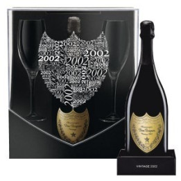 champagne Dom Pérignon 2002 + 2 Flûtes en Cristal Gravées