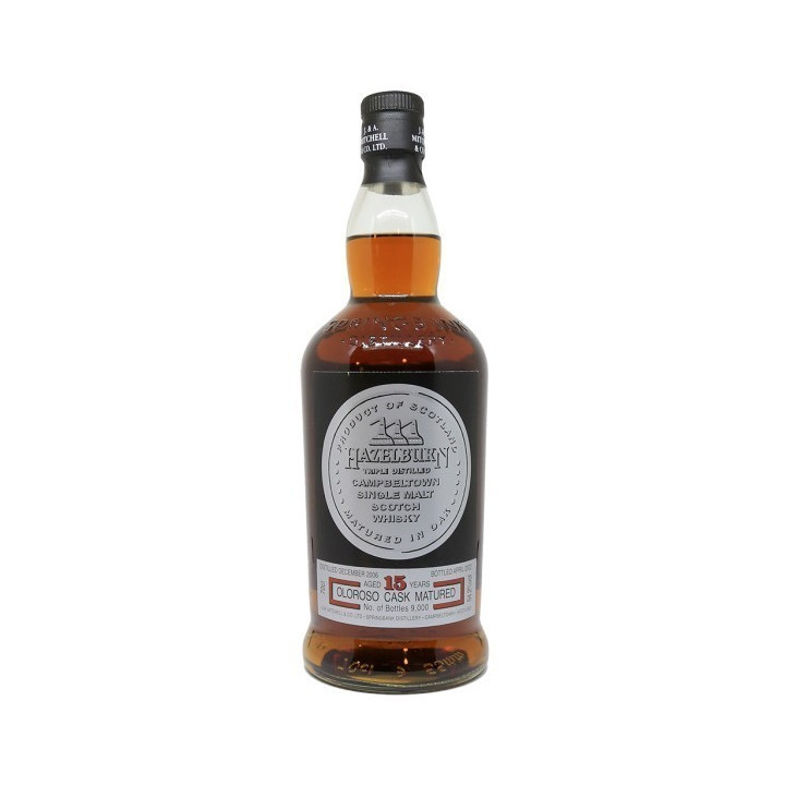 WHISKY HAZELBURN SHERRY WOOD SPRINGBANK DISTILLER ECOSSE 15 ANS, 70cl