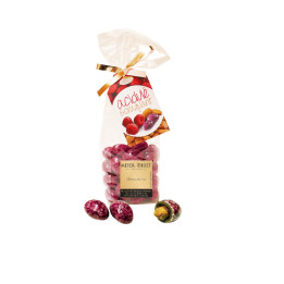 CHOCOLAT SACHET AMANDES CARAMELISEES AUX PEPITES DE FRAMBOISE 125G
